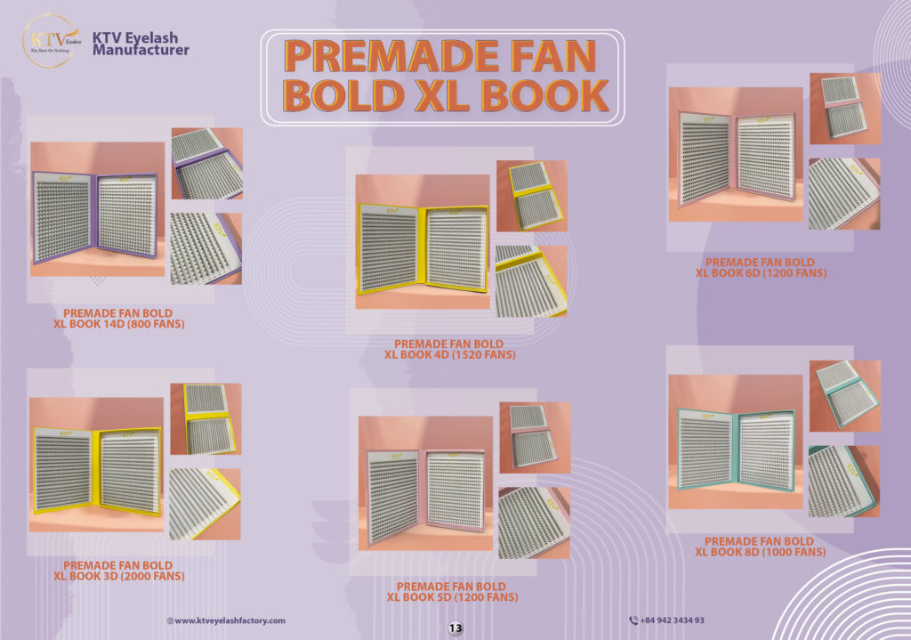 Premade Fan Bold XL Book KTV Lashes 01
