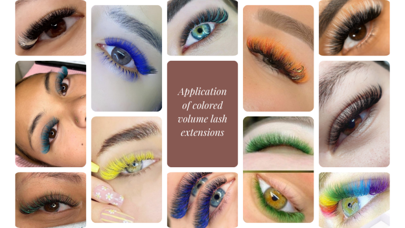 Application Of Colored Volume Lash Extensions