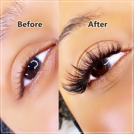 Before After Hybird Mink Lash Extensions
